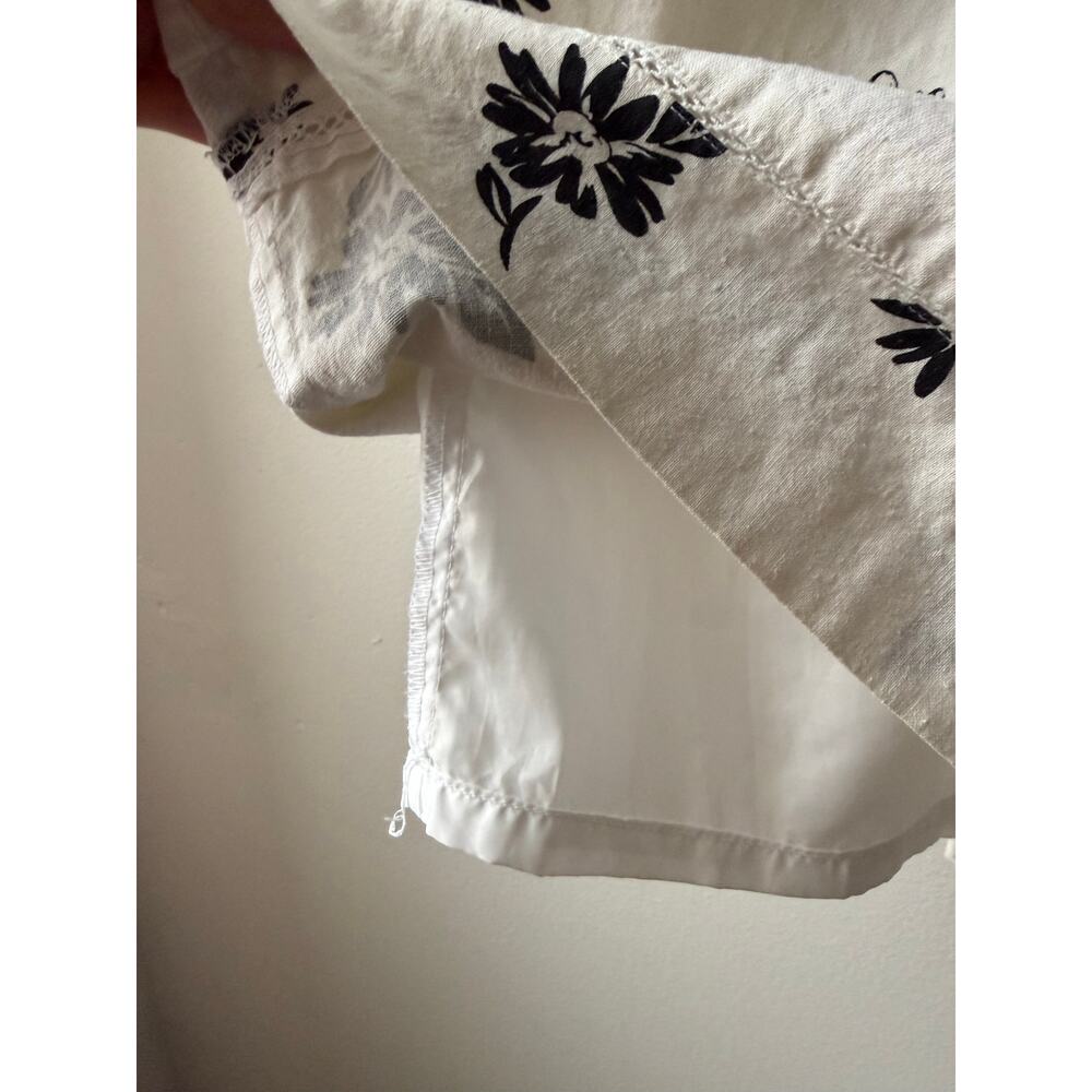 Norton McNaughton White Linen Midi Shift Dress Black Floral 90s Sleeveless 18 XL - Picture 6 of 10